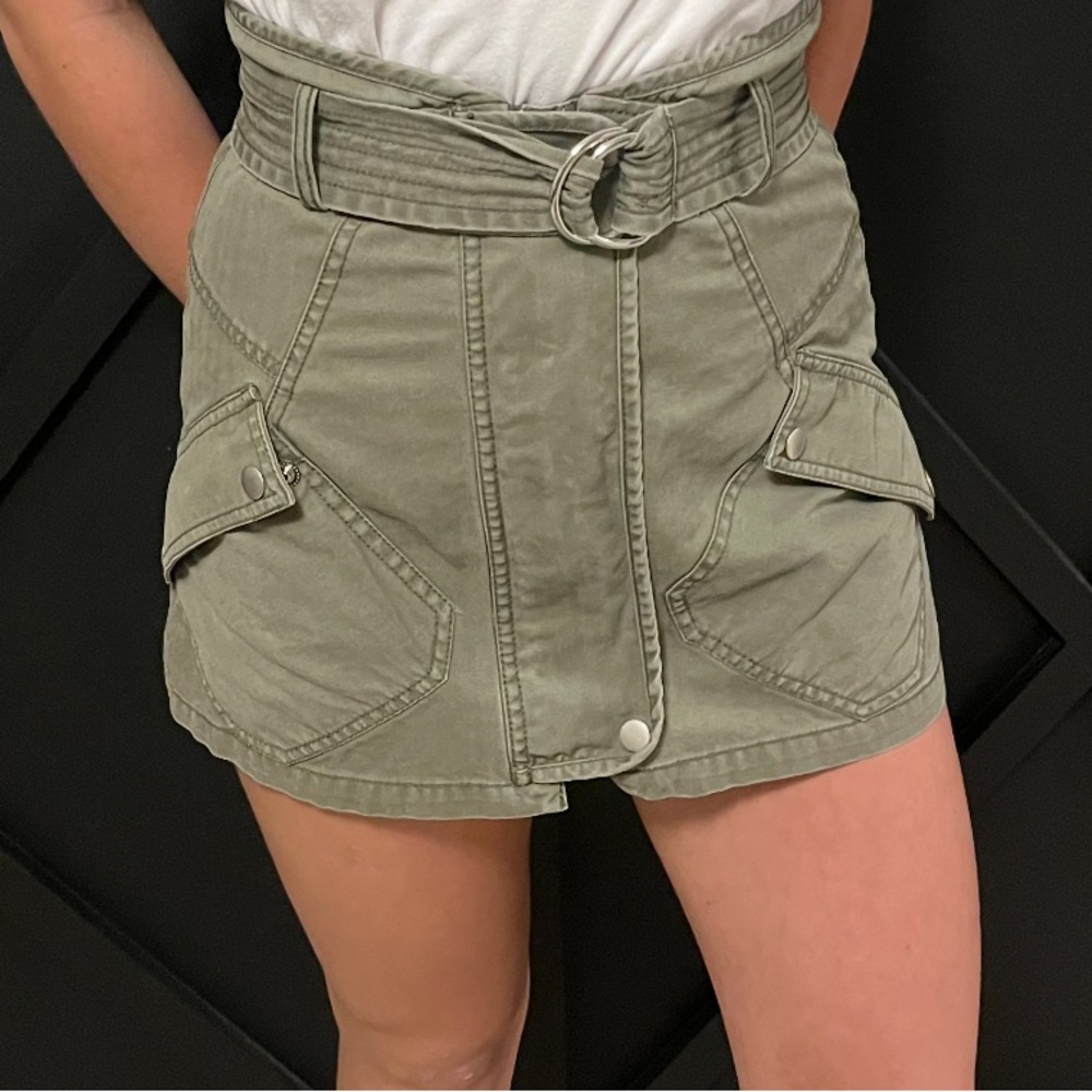 Marissa Webb Belted Cotton Twill Mini Skirt In Green Size XS